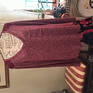 Women's dark fuchsia long sleeve top  lace yolk by No Boundaries  size 2X NWOT